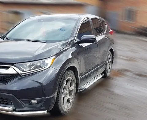 Бокові пороги Allmond Grey (2 шт., алюм.) для Honda CRV 2017-2022 рр — Honda CRV 2017-2022 гг. DianaParts