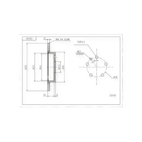 Диск гальмівний Opel Insignia A, Chevrolet Malibu задній (d292x12mm) HART — Автозапчастини DianaParts