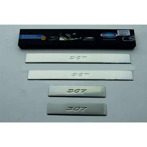 Накладки на пороги (Omsa, 4 шт., нерж.) для Peugeot 307 2001-2008 рр — Peugeot 307 2001-2008 гг. DianaParts