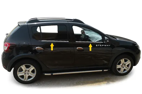 Окантовка вікон (нерж.) OmsaLine - Італійська нержавійка для Dacia Sandero 2013-2020 рр — Dacia Sandero 2013-2020 гг. DianaParts