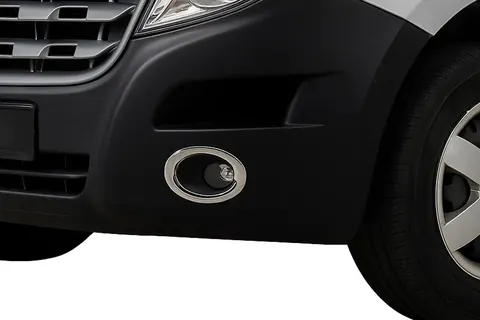 Накладки на противотуманки Carmos (2 шт., нерж.) для Nissan NV400 2010-2024 рр — Nissan NV400 2010-2024 гг. DianaParts