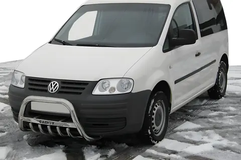Кенгурятник WT003 (нерж) 60мм, з написом для Volkswagen Caddy 2004-2010 рр — Volkswagen Caddy 2004-2010 гг. DianaParts