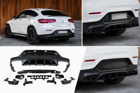 Задній дифузор з насадками Black (Дизайн AMG63 ) для Mercedes GLC coupe C253 2016-2023 рр — Mercedes GLC coupe C253 2016-2023 гг. DianaParts