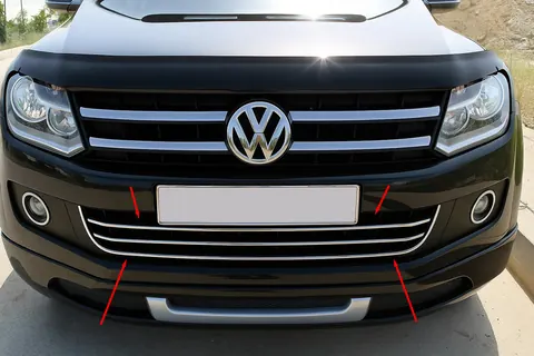 Накладки на передній бампер з посмішкою (3 шт, нерж) для Volkswagen Amarok 2010-2022 рр — Volkswagen Amarok 2010-2022 гг. DianaParts
