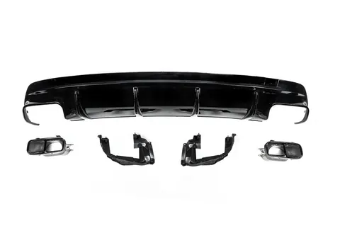 Задній дифузор Black (дизайн CLA45 з насадками) для Mercedes CLA C117 2013-2019 рр — Mercedes CLA C117 2013-2019 гг. DianaParts