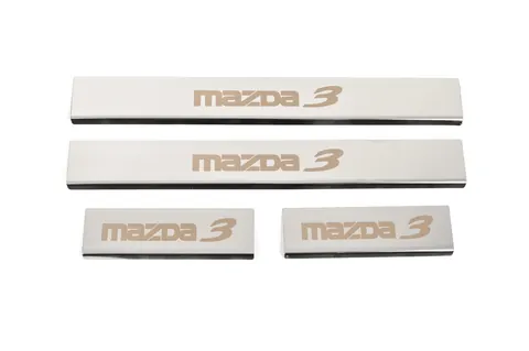 Накладки на пороги (4 шт, Глянець, нерж) для Mazda 3 2013-2019 рр — Mazda 3 2013-2019 гг. DianaParts
