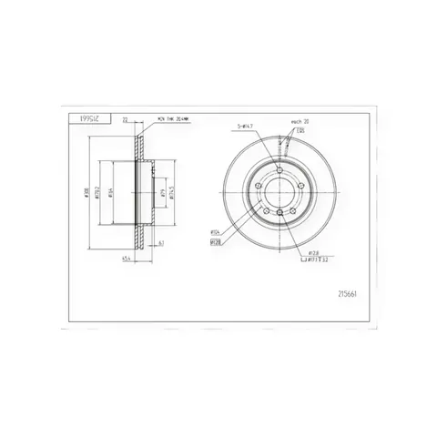 Диск гальмівний BMW 3 (E46) передній (300x22mm) HART — Автозапчастини DianaParts