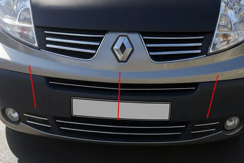 Накладки на решітку бампера 2007-2015 (6 шт, нерж) для Renault Trafic рр — Renault Trafic 2001–2015 гг. DianaParts