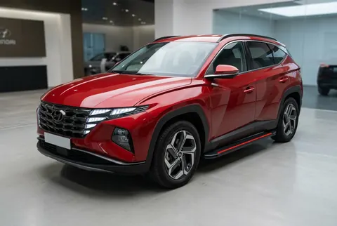 Бокові пороги Maya Red (2 шт., Алюміній) для Hyundai Tucson NX4 2021- рр — Hyundai Tucson NX4 2021- гг. DianaParts