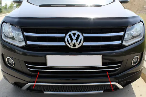 Накладки на передній бампер (2 шт, нерж) для Volkswagen Amarok 2010-2022 рр — Volkswagen Amarok 2010-2022 гг. DianaParts