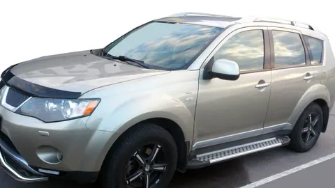 Бокові пороги Allmond Grey (2 шт., алюм.) для Mitsubishi Outlander 2006-2012 рр — Mitsubishi Outlander 2006-2012 гг. DianaParts