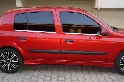 Зовнішня окантовка стекол (HB, 4 шт, нерж) для Renault Clio II 1998-2005 рр — Renault Clio II 1998-2005 гг. DianaParts
