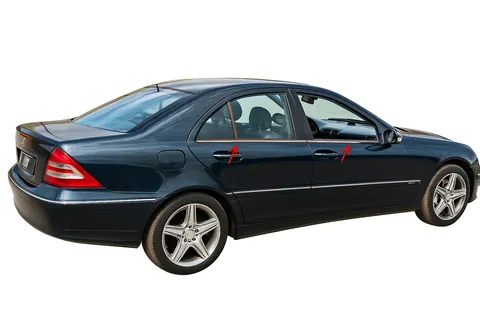 Окантовка стекол (нерж.) 4 шт, Sedan, OmsaLine - Італійська нержавейка для Mercedes C-class W203 2000-2007 рр — Mercedes C-class W203 2000-2007 гг. DianaParts
