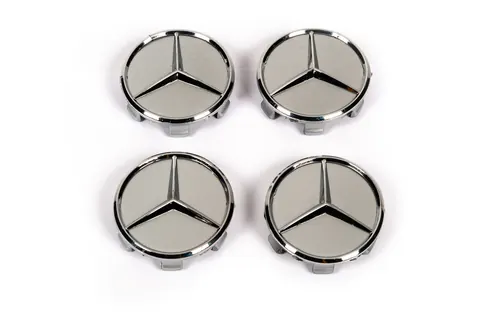 Ковпачки на диски 75/71 мм без кільця (4 шт, сірі) для Mercedes-Benz — Mercedes-Benz DianaParts