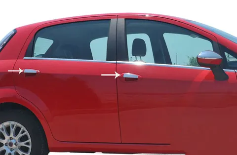 Накладки на дверні ручки (4 дверні., Нерж.) Carmos - Турецька сталь для Fiat Punto Grande/EVO 2006-2018 рр — Fiat Punto Grande/EVO 2006-2018 гг. DianaParts