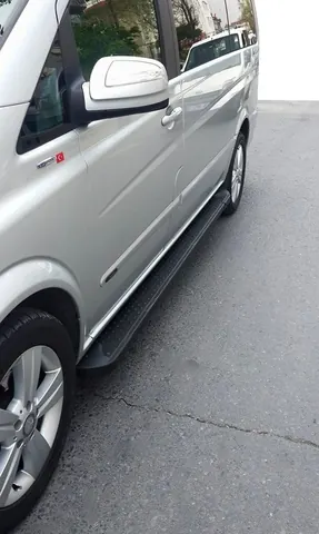 Бокові пороги Allmond Black (2 шт., алюм) Довга (ExtraLong) для Mercedes Vito W639 2004-2014 рр — Mercedes Vito W639 2004-2014 гг. DianaParts