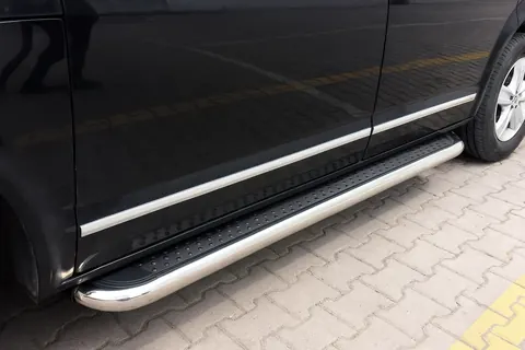 Бокові пороги Maydos V2 (2 шт., алюміній -2026 нерж) Коротка база для Volkswagen T5 Transporter 2003-2010 рр — Volkswagen T5 Transporter 2003-2010 гг. DianaParts