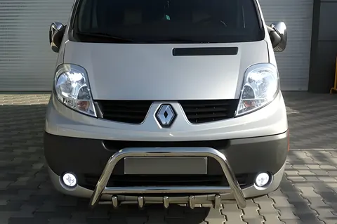Кенгурятник WT003-4 (нерж.) З написом Renault для Renault Trafic 2001-2015 рр — Renault Trafic 2001–2015 гг. DianaParts