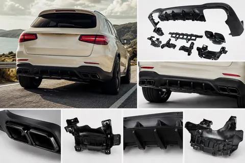 Задній дифузор з насадками Black (Дизайн AMG63) для Mercedes GLC X253 2015-2022 рр — Mercedes GLC X253 2015-2022 гг. DianaParts