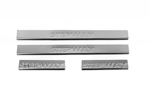 Накладки на пороги Carmos V2 (4 шт, нерж.) для Renault Sandero 2007-2013 рр — Renault Sandero 2007-2013 гг. DianaParts