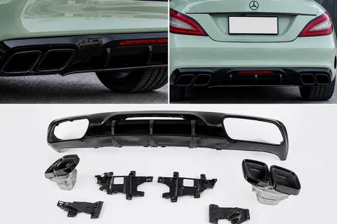 Задній дифузор з насадками Black (2015-2018, Дизайн GT63) для Mercedes CLS C218 рр — Mercedes CLS C218 2011-2018 гг. DianaParts
