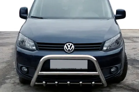 Кенгурятник WT003-4 (нерж) 60 мм, з написом для Volkswagen Caddy 2015-2020 рр — Volkswagen Caddy 2015-2020 гг. DianaParts