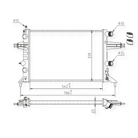 Радіатор охолодження двигуна Opel Astra G 1.2-1.4i (1998-) HART — Двигун DianaParts