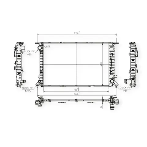 Радіатор охолодження двигуна Audi A4, A5, A6, A7, Q5 2.7-4.0 (2007-) HART — Двигун DianaParts