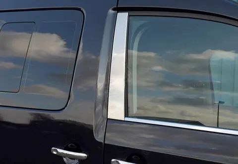 Накладки на стійки (2 шт., нерж) OmsaLine - Італійська нержавійка для Volkswagen Caddy 2010-2015 рр — Volkswagen Caddy 2010-2015 гг. DianaParts