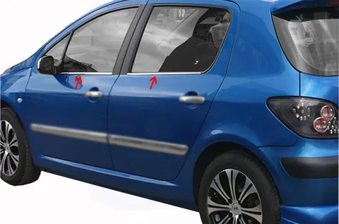 Зовнішня окантовка стекол (4 шт, нерж) для Peugeot 307 2001-2008 рр — Peugeot 307 2001-2008 гг. DianaParts