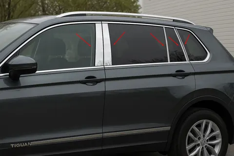 Молдинги дверних стійок (10 шт, нерж.) для Volkswagen Tiguan 2016-2023 рр — Volkswagen Tiguan 2016-2023 гг. DianaParts