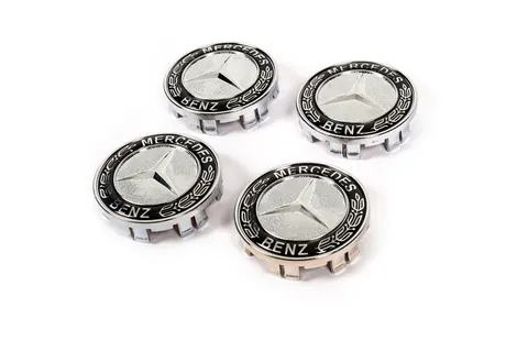 Ковпачки на диски 71/75 мм без кільця (4 шт, чорні V2) для Mercedes-Benz — Mercedes-Benz DianaParts