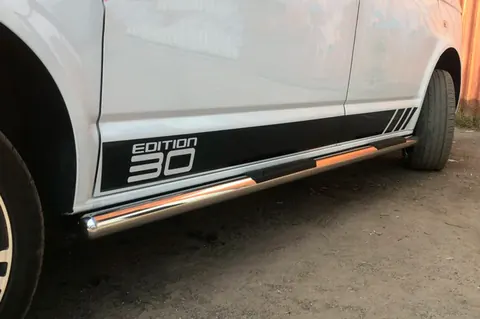 Бічні труби (2 шт., нерж) 60мм, Довга база для Volkswagen T5 2010-2015 рр — Volkswagen T5 2010-2015 гг. DianaParts