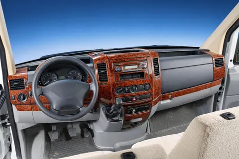 Накладки на панель (Meric, 50 деталей) Титан для Mercedes Sprinter W906 2006-2018 рр — Mercedes Sprinter W906 2006–2018 гг. DianaParts