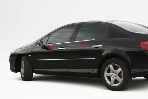 Зовнішня окантовка стекол (4 шт, нерж) Carmos - Турецька сталь для Peugeot 407 2004-2011 рр — Peugeot 407 2004-2011 гг. DianaParts