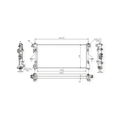 Радіатор охолодження двигуна Citroen Jumper, Fiat Ducato, Peugeot Boxer 2.2 HDI (2006-) (-AC) HART — Двигун DianaParts