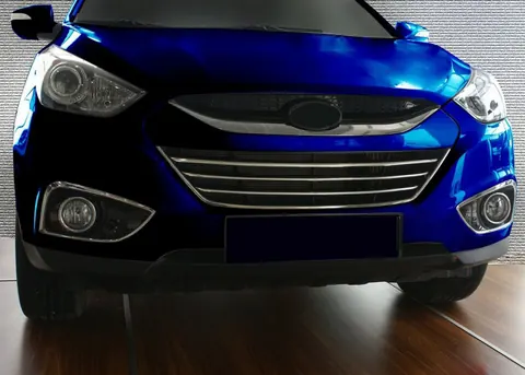 Накладки на решітку з окантовкою (4 шт, нерж) для Hyundai IX-35 2010-2015 рр — Hyundai IX-35 2010-2015 гг. DianaParts