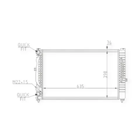 Радіатор охолодження двигуна Audi A6 C5, Skoda Superb I, Volkswagen Passat B5 1.6-1.8T,1.9TDI (1995-2008) HART 374348 — Двигун DianaParts