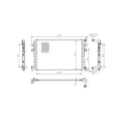 Радіатор охолодження двигуна Volkswagen Touran, Tiguan, Golf, Passat 1.0-2.0D (2012-) HART — Двигун DianaParts