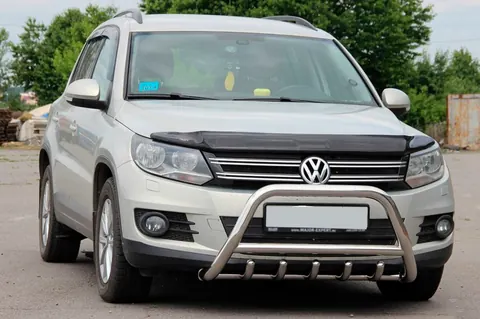 Кенгурятник WT003 (нерж) 60 мм, з написом для Volkswagen Tiguan 2007-2016 рр — Volkswagen Tiguan 2007-2016 гг. DianaParts