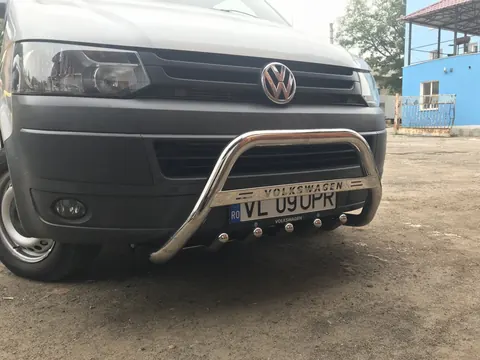 Кенгурятник WT003 (нерж) 60 мм, з написом для Volkswagen T5 2010-2015 рр — Volkswagen T5 2010-2015 гг. DianaParts