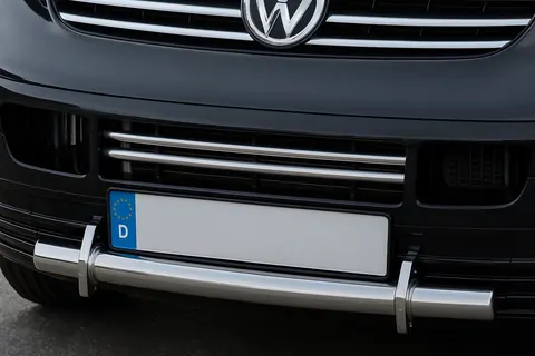 Накладки на решітку бампера (2 шт, нерж) Carmos - Турецька сталь для Volkswagen T5 Transporter 2003-2010 рр — Volkswagen T5 Transporter 2003-2010 гг. DianaParts