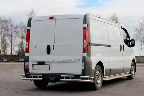 Задній захист AK003-Plus-2 (нерж) для Renault Trafic 2001-2015 рр — Renault Trafic 2001–2015 гг. DianaParts