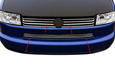Накладки на решітку в бампер Прямий капот (3 шт, нерж) для Volkswagen T4 Transporter 1990-2003 рр — Volkswagen T4 Transporter 1990-2003 гг. DianaParts