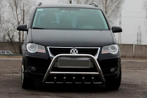 Кенгурятник WT003 (нерж) 60 мм, з написом для Volkswagen Touran 2003-2010 рр — Volkswagen Touran 2003-2010 гг. DianaParts