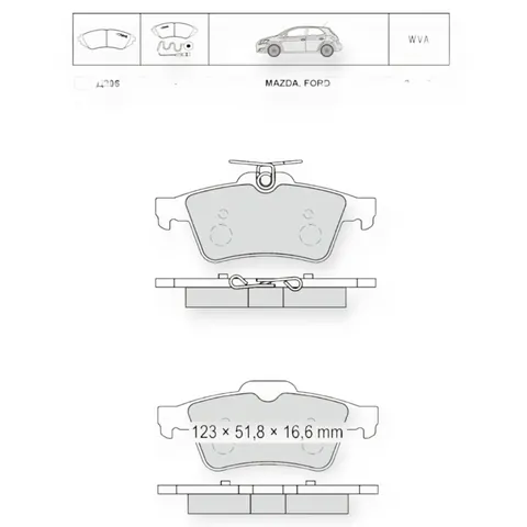 Колодки гальмівні Ford Focus (2004), Mazda 5 (2005), Renault Laguna III задні Dafmi-Intelli — Гальмівна система DianaParts