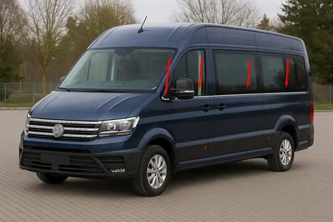 Нижні молдинги скла середня база (8 шт, нерж.) для Volkswagen Crafter 2016- рр — Volkswagen Crafter 2016- гг. DianaParts
