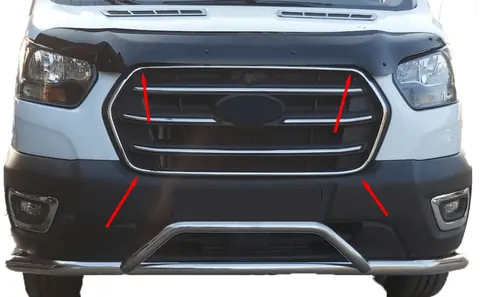 Обведення решітки (2019-2026, 4 шт, нерж) Carmos - Турецька сталь для Ford Transit 2014- рр — Ford Transit 2014- гг. DianaParts