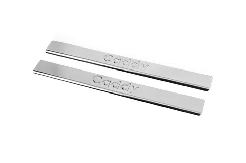 Накладки на дверні пороги Carmos V2 (2 шт, нерж) для Volkswagen Caddy 2004-2010 рр — Volkswagen Caddy 2004-2010 гг. DianaParts