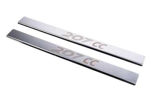 Накладки на пороги Carmos (2 шт, нерж.) для Peugeot 207 2006-2014 рр — Peugeot 207 2006–2014 гг. DianaParts